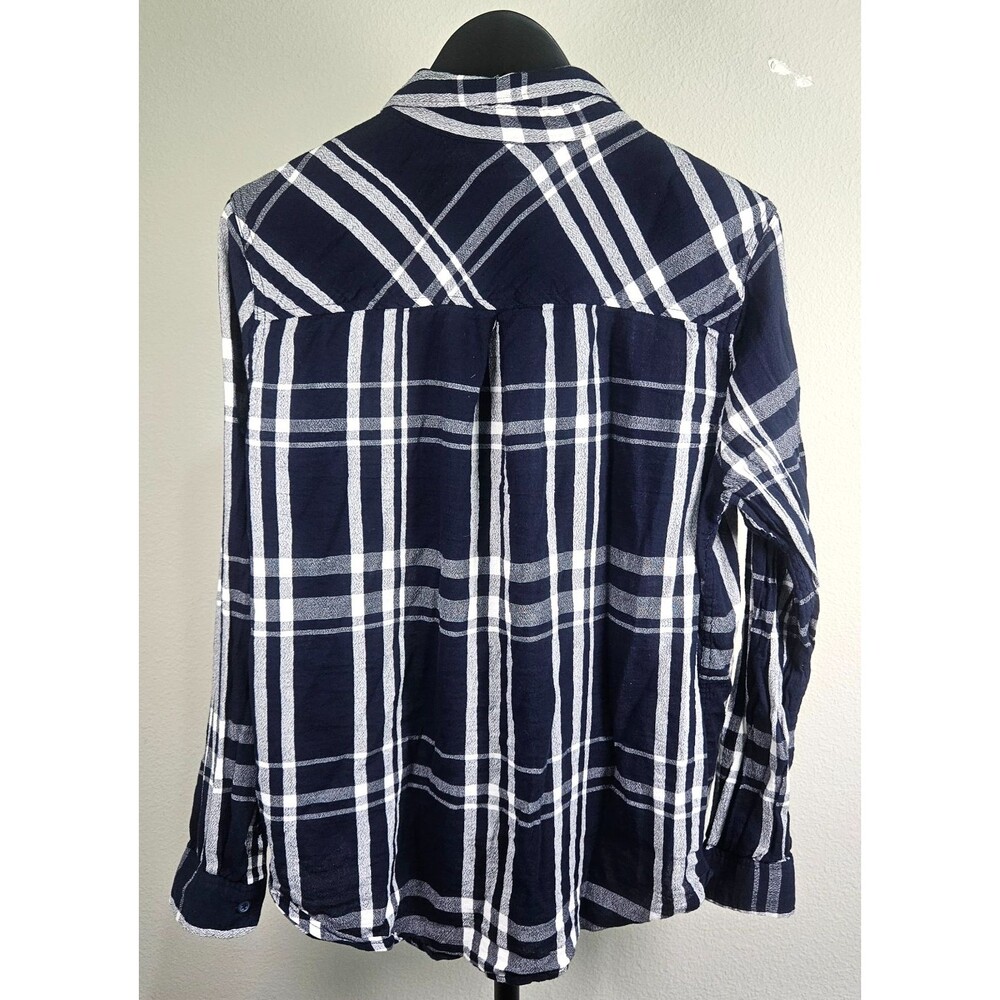 Lucky Brand Plaid Button Up Shirt Women's Large Blue White Long Sleeve Cotton - Picture 3 of 6